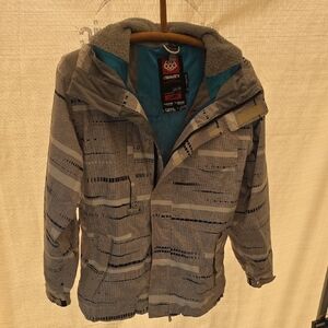686 Men's Gray and Black Patterned Ski Jacket